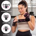 MhIL Workout Gloves for Women – Breathable Gym Gloves for Women with Palm Protection and Enhanced Grip – Padded Weight Lifting Glove for Womens with Wrist Wraps Support Weightlifting Exercise Cycling - Image 3