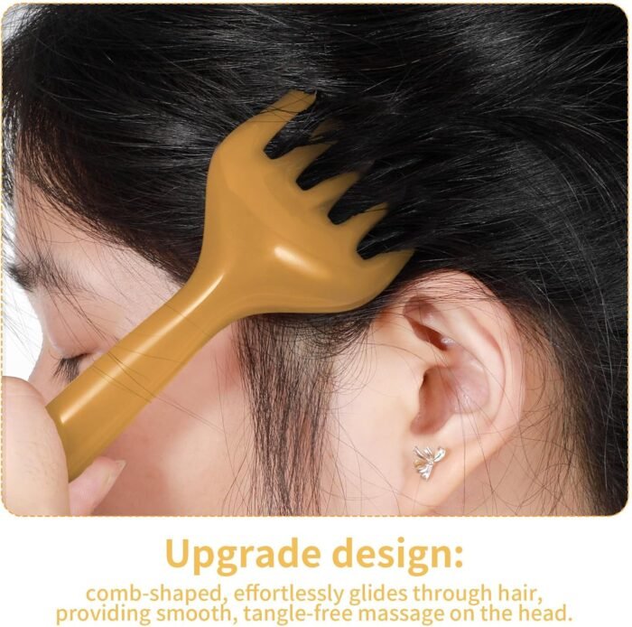 2Pcs Head Massager Manual Hair Scalp Massager Gua Sha Five Claw Massage Tool Comb Portable Handheld Resin Relax Tool for Father's Day Mother's Day Gifts (Amber; Cloud Brown) - Image 6