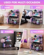 Home Gym Organizer All-in-One Yoga Dumbbell Rack Kettlebell Sets Holder, for Workout Exercise Equipment, Yoga Mat, Fitness Accessories, Home Gym Equipment Storage with Wheels - Image 6
