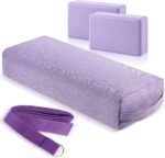 4 Pcs Yoga Bolster Pillows Blocks with Strap Set Comfortable Meditation Pillow for Restorative Non Slip Reusable Yoga Blocks for Balance, Pilates - Image 2