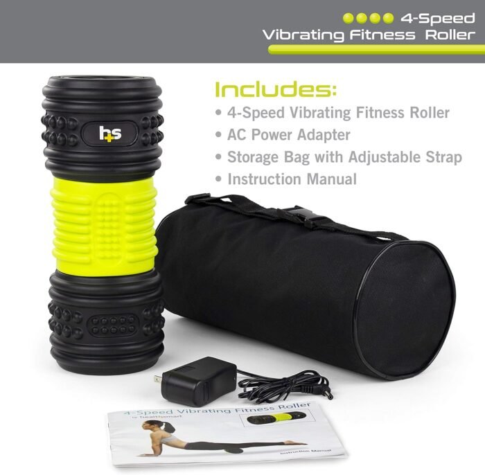 HealthSmart 4-Speed Vibrating Exercise Roller Foam FSA/HSA Eligible – Deep Tissue Massage Muscle Recovery & Pain Relief for Full Body | Electric foam Roller for Physical Therapy & Workout - Image 3