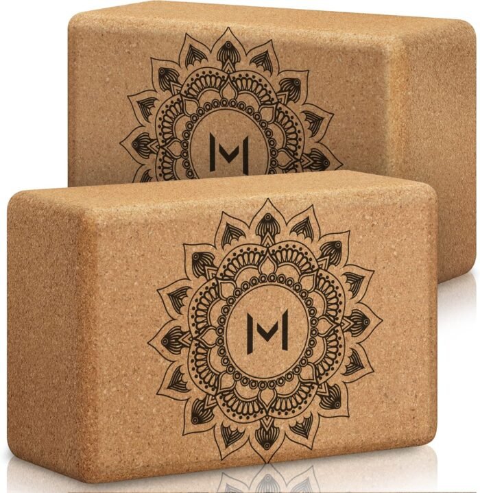 Motivated Mindset Cork Yoga Blocks | Set of 2 - Strong Material, Smooth Corners, Easy to Grip | Supports and Improves Strength, Flexibility, and Balance | Premium Design Yoga Bricks for Kids & Adults - Image 2