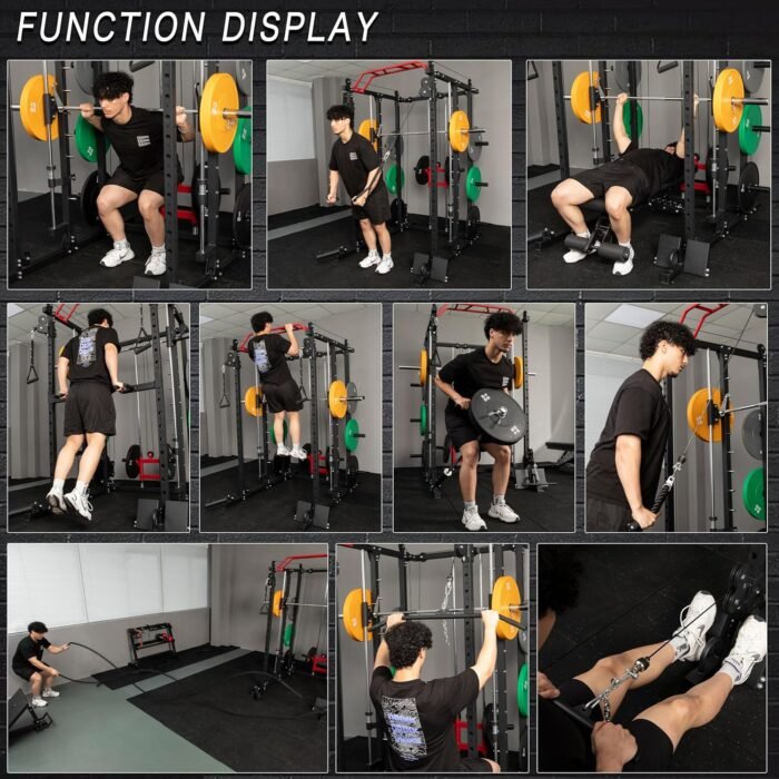 Fitness Deep Squat Machine with Cable Crossover System and Multi-Function Squat Rack Power Cage for Home Gym. - Image 4