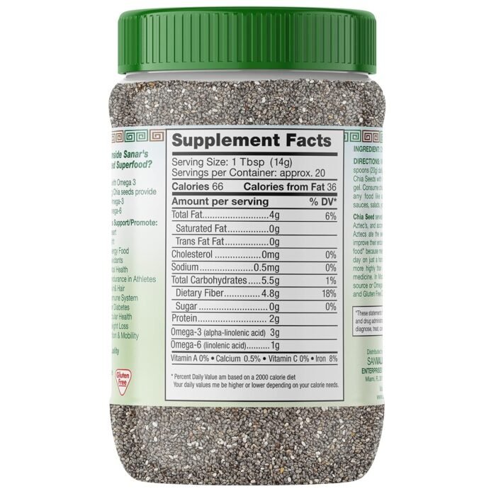 Sanar Naturals Chia Seeds - Omega-3, Protein, Fiber Supplement - GLP-1 Support - Keto and Paleo Friendly - Vegan, Non-GMO, Gluten Free, 10 oz - Image 3