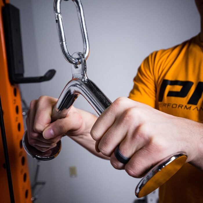PRx Performance Elite Pulley System V-Bar Attachment - Tricep Pushdown Cable Machine with Rope Attachment, LAT Pulldown, Home Gym Workout, Workout Pulley System for Squat Rack, Durable Chrome Finish - Image 4