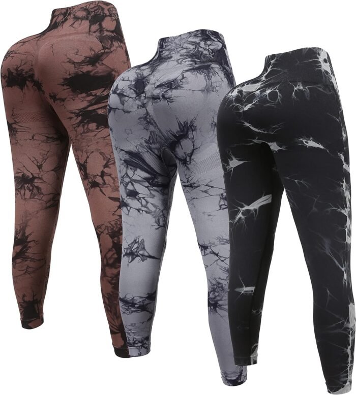 OVESPORT 3 Pack Tie Dye Seamless High Waisted Workout Leggings for Women Scrunch Butt Lifting Yoga Gym Athletic Pants - Image 3