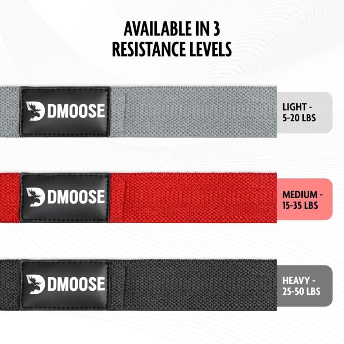 DMoose Fitness Fabric Resistance Bands for Full Body Exercises - Non-Slip Thick Cloth Stretch Band for Squats, Lunges & Bicep Curls - Long Resistance Bands for Working Out - Booty Band for Men & Women - Image 6
