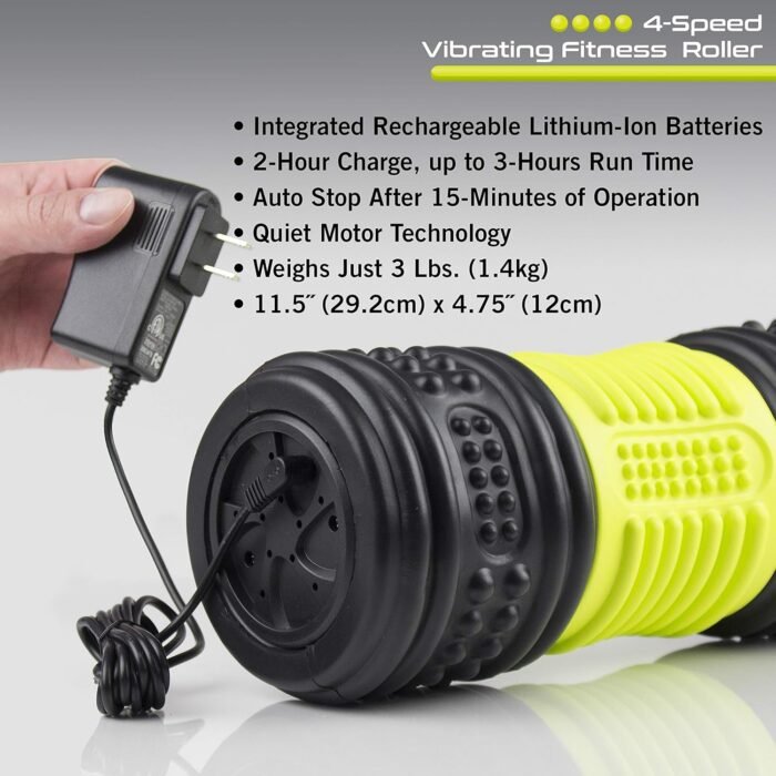 HealthSmart 4-Speed Vibrating Exercise Roller Foam FSA/HSA Eligible – Deep Tissue Massage Muscle Recovery & Pain Relief for Full Body | Electric foam Roller for Physical Therapy & Workout - Image 6