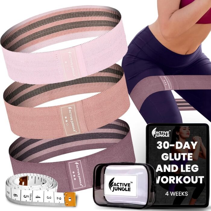 Premium Fabric Resistance Bands for Glutes & Legs – Set of 3 | Non-Slip, Elastic, Durable, Includes Travel Bag, Workout Guide & Digital Challenges - Image 2