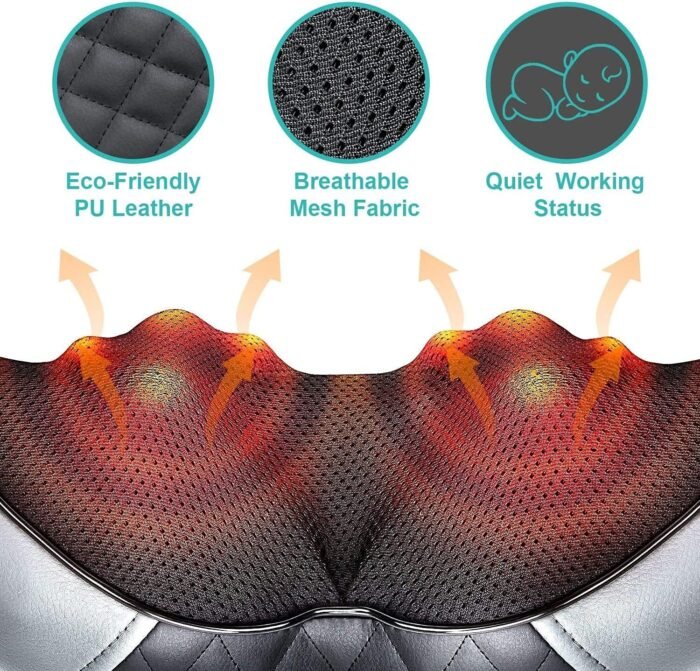 Medcursor Neck Massager, Portable Electric Shiatsu Back Massage Device with Heat, Deep Tissue 3D Kneading Pillow for Muscle Pain Relief (No Battery) - Image 8