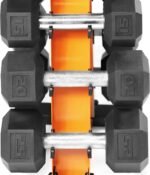 WF Athletic Supply 5-25Lb Rubber Coated Hex Dumbbell Set with A Frame Storage Rack Non-Slip Hex Shape for Muscle Toning, Strength Building & Weight Loss - Multiple Choices Available - Image 6