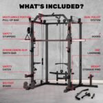 Smith Machine, 2000LBS M11 Multi-Function Squat Rack Power Cage with Cable Crossover System and Smith Bar, All-in-One LAT Pull-Down Machine for Home Gym - Image 6