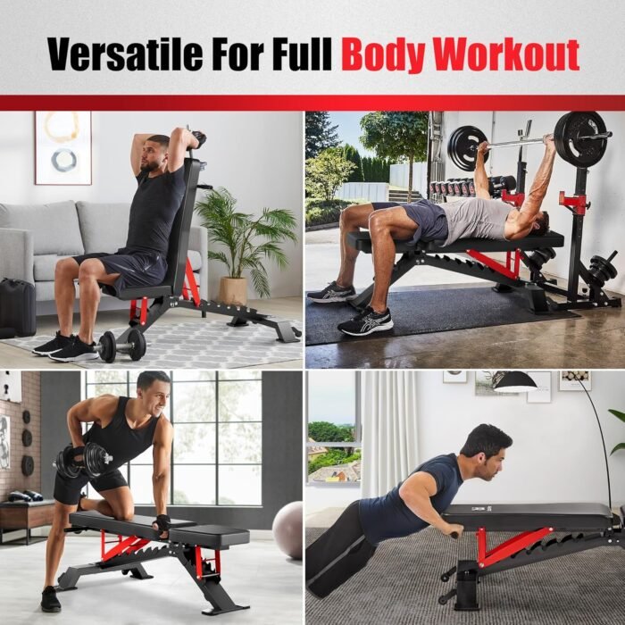 Adjustable Weight Bench - Workout Bench for Home Gym, Foldable 1300lb Capacity Heavy Duty Full Body Workouts Exercise Strength Training Benches with Incline/Flat/Decline Positions & Space-Saving - Image 9