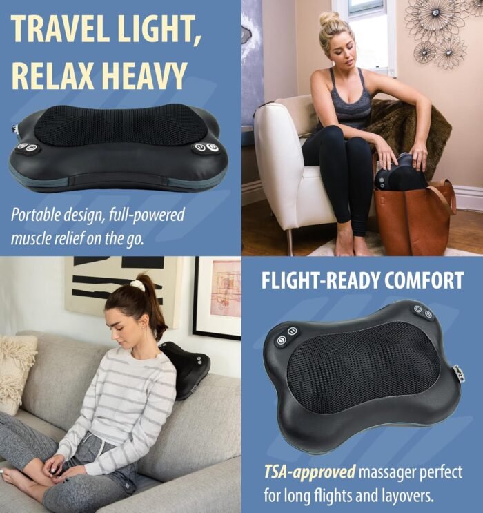 Zyllion Shiatsu Back and Neck Massager with Heat (FSA HSA Eligible) 3D Kneading 2-Speed Electric Deep Tissue Massage Pillow for Muscle Pain Relief, Arthritis, Sciatica on Shoulder, Leg, Foot ZMA-34 - Image 10