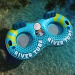 SLOOSH 2-Person Inflatable River Tube - Heavy Duty River Run Tubes Pool Lake Floats for Adults, Large Floating Raft Lounge Above Water Floaties with 2 Cup Holders & Removable Cooler - Image 3