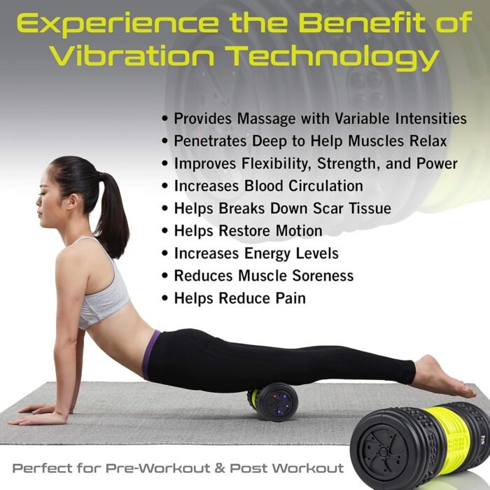 HealthSmart 4-Speed Vibrating Exercise Roller Foam FSA/HSA Eligible – Deep Tissue Massage Muscle Recovery & Pain Relief for Full Body | Electric foam Roller for Physical Therapy & Workout - Image 7