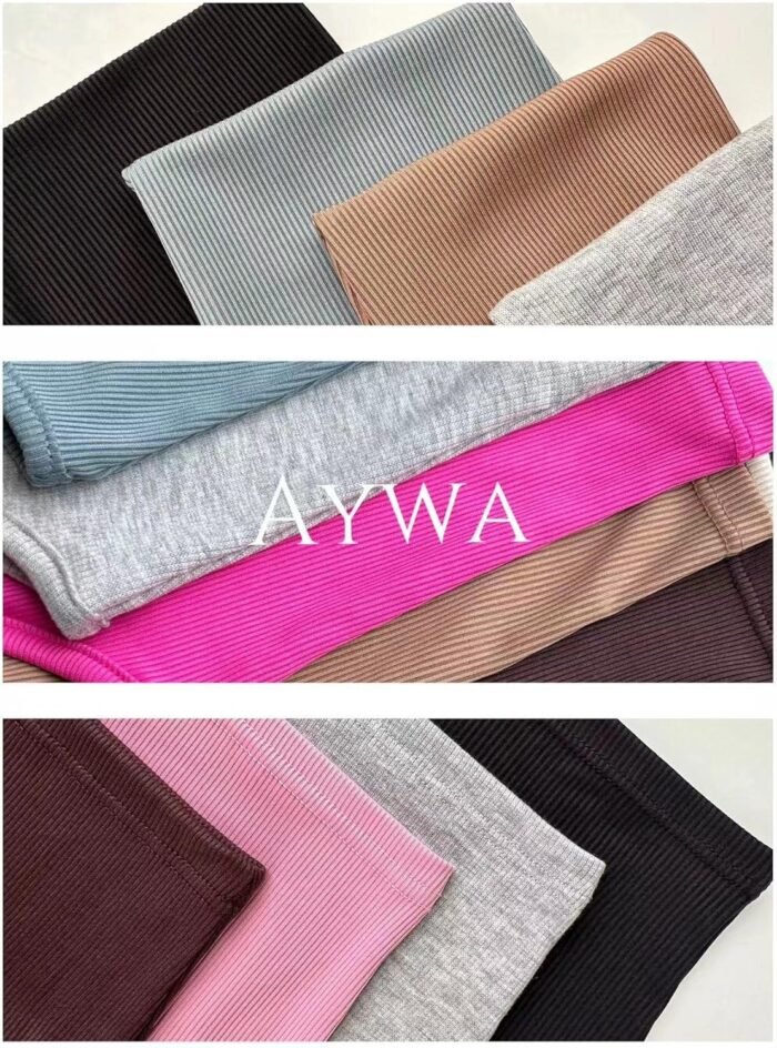AYWA Casual Workout Sets Two Piece Outfits for Women Ribbed Crop Tank Top High Waist Leggings Active Wear - Image 3