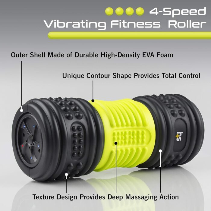 HealthSmart 4-Speed Vibrating Exercise Roller Foam FSA/HSA Eligible – Deep Tissue Massage Muscle Recovery & Pain Relief for Full Body | Electric foam Roller for Physical Therapy & Workout - Image 5