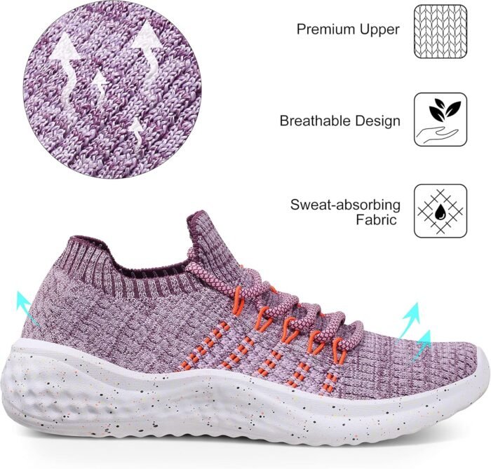 Women's Walking Shoes Tennis Athletic Sport Lightweight Slip on Sneakers - Image 4