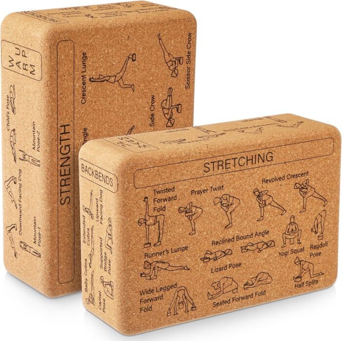 Cork Yoga Blocks 2 Pack Yoga Poses Teaching Cork Blocks, Suitable Poses for Beginners and Experts High Density Block with Non Slip Surface for Better Support, Balance Comfort (Beige) - Image 2