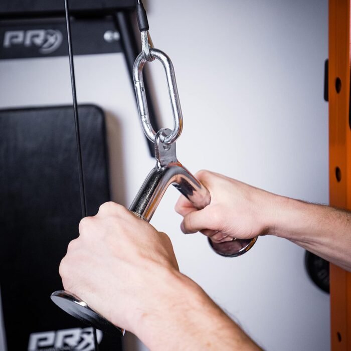 PRx Performance Elite Pulley System V-Bar Attachment - Tricep Pushdown Cable Machine with Rope Attachment, LAT Pulldown, Home Gym Workout, Workout Pulley System for Squat Rack, Durable Chrome Finish - Image 5
