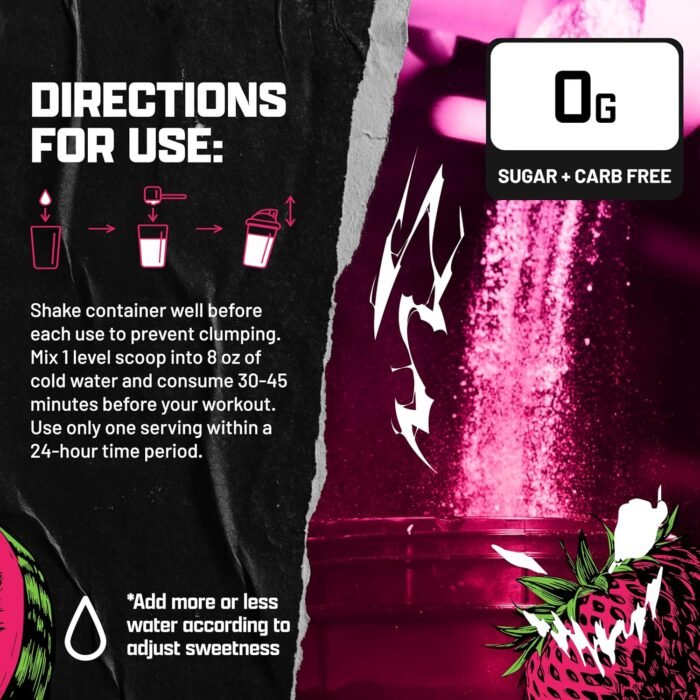 Outrage Ultra HIGH STIM Pre-Workout Powder for Men | 400mg Caffeine, L-Citrulline, Beta-Alanine, Creatine | Extreme Energy, Focus, Strength & Endurance (30 Servings, Strawberry Watermelon) - Image 7