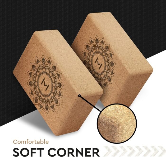 Motivated Mindset Cork Yoga Blocks | Set of 2 - Strong Material, Smooth Corners, Easy to Grip | Supports and Improves Strength, Flexibility, and Balance | Premium Design Yoga Bricks for Kids & Adults - Image 6