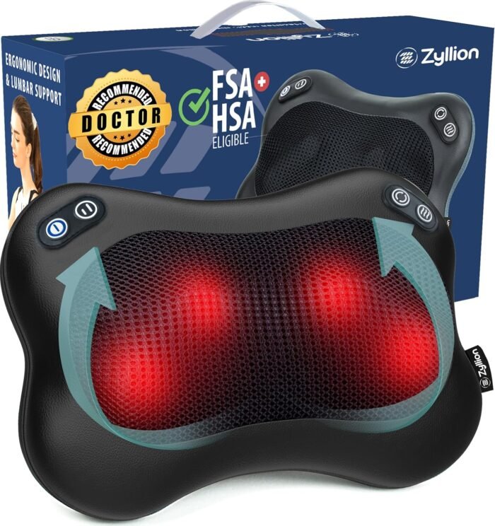 Zyllion Shiatsu Back and Neck Massager with Heat (FSA HSA Eligible) Cordless Rechargeable 3D Kneading 2-Speed Electric Deep Tissue Massage Pillow for Muscle Pain Relief on Shoulder, Leg, Foot ZMA-34RB - Image 2