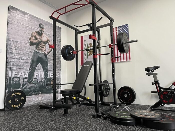 Power Cage 1000-Pound Capacity Exercise Stand Olympic Squat Cage Power Rack with LAT Pull-Down Attachment, Multi-Grip Pull-up Bar and Dip Handle for Men Women Strength Training Home Gym Equipment - Image 7