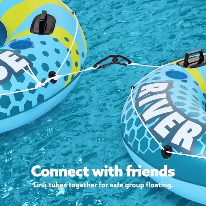 SLOOSH 2-Person Inflatable River Tube - Heavy Duty River Run Tubes Pool Lake Floats for Adults, Large Floating Raft Lounge Above Water Floaties with 2 Cup Holders & Removable Cooler - Image 6