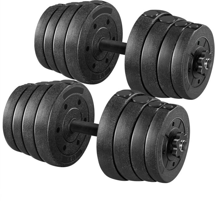 Yaheetech 66LB Weight Dumbbell Set Fitness Adjustable Cap Gym/home Barbell Plates Body Workout for Women and Men Strength Training - Image 2
