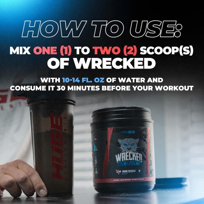 Wrecked Pre Workout Powder, Advanced Formula, Boosts Energy, Focus, Pumps & Performance, 10g L-Citrulline, 6.4g Beta Alanine, 5g Tyrosine, 1g Alpha GPC, 375mg Fast-Acting Caffeine & More (40 Servings) - Image 7