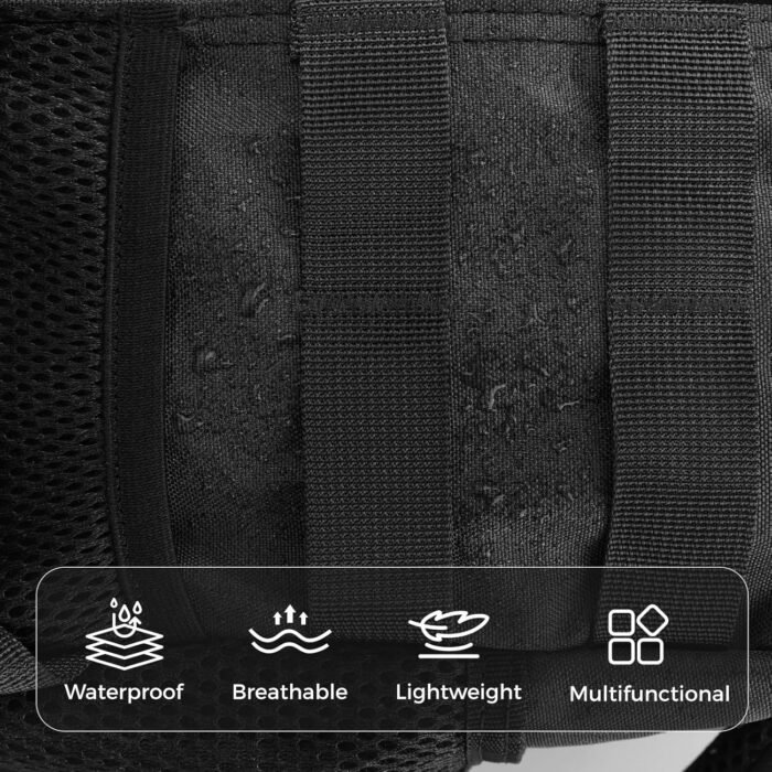 9L Mini Tactical Backpack Small Military Gym Bag for Men Women Molle Daypack Camping Backpack with Patch(Black) - Image 5